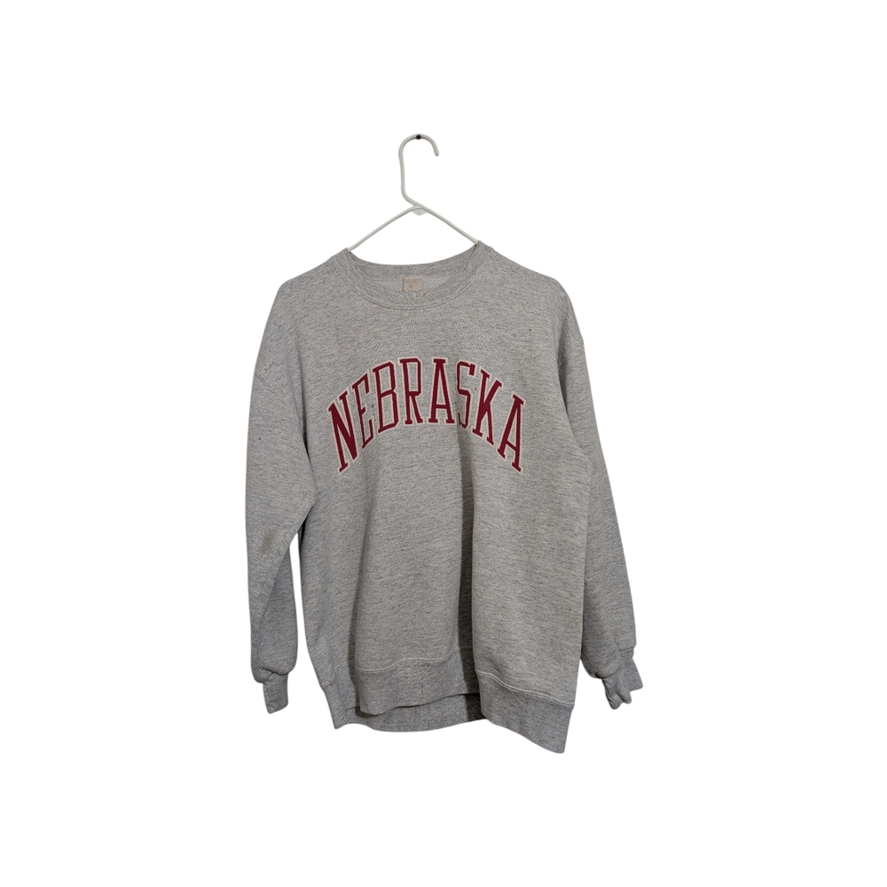 Vintage Nebraska Made In USA Crewnwneck Gray Sweater Large